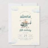 Up and Away Helikopter Vlucht Verjaardag Uitnodige Kaart (Voorkant)