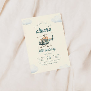Up and Away Helikopter Vlucht Verjaardag Uitnodige Kaart