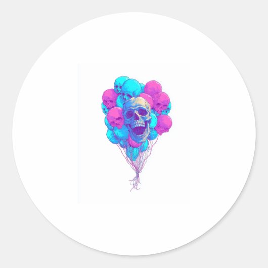 Up and Bone � Funny Floating Skull Ronde Sticker (Voorkant)