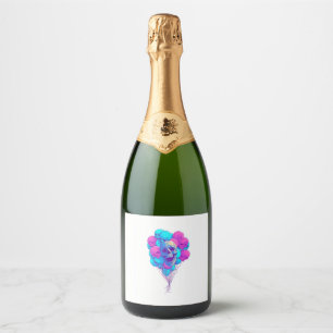 Up and Bone � Funny Floating Skull Sparkling Wijnetiket