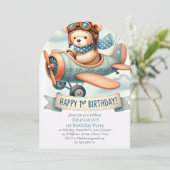 Up & Away 1st Birthday Boy Vliegtuig Kaart (Staand voorkant)