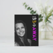 Up & Away Afstuderen uitnodiging Briefkaart (Staand voorkant)