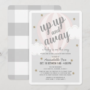 Up Away Hete Luchtballon Roze Drive-by Baby shower Kaart