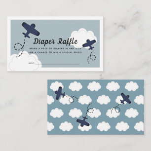Up & Away Vliegtuig Blauwe Luier Raffle Ticket Informatiekaartje
