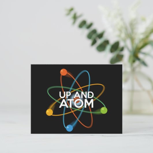 UP EN ATOM Science Joke Briefkaart (Staand voorkant)