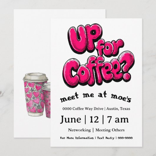 Up For Coffee Networking Invitation (Devant / Derrière)
