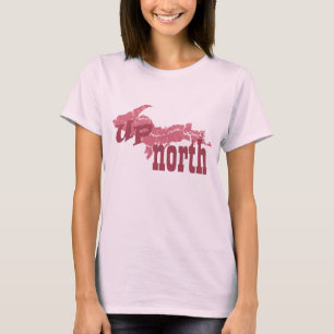 UP Michigan Yooper Up North Ladies T-shirt rose