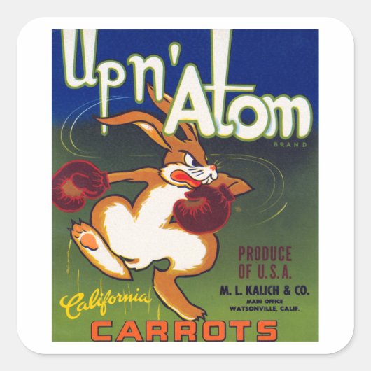Up n' Atom California Carrots Vierkante Sticker (Voorkant)
