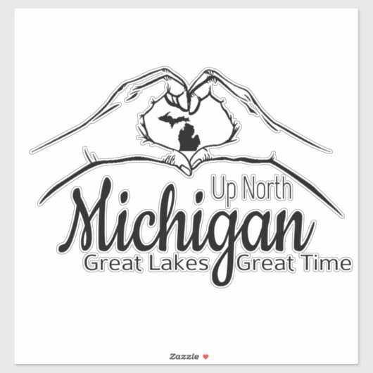 "Up North Michigan" Hart Handen Sticker Blad (Vel)