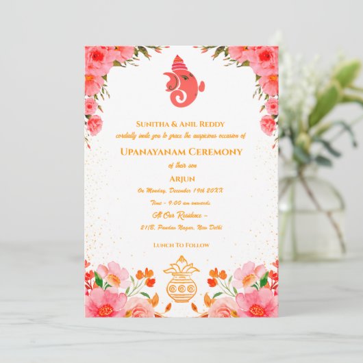 Upanayanam aka Hindoestaanse Heilige Draad Janeu C Kaart (Staand voorkant)