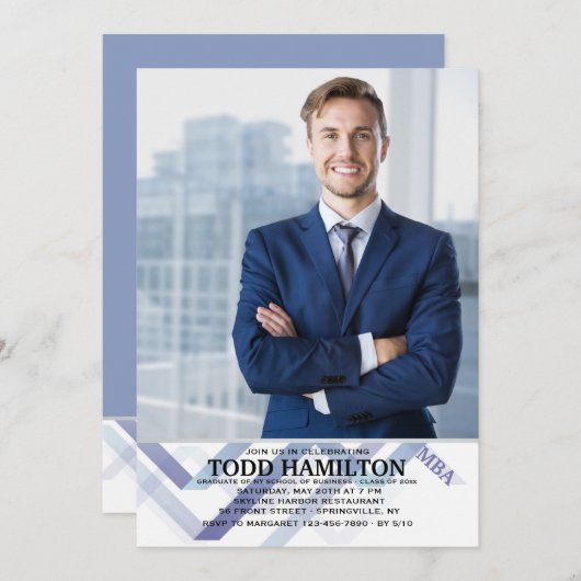 Upbeat Photo Afstuderen Uitnodiging (Voorkant / Achterkant)