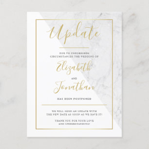 Update Aankondiging Chic Goud Witte Marmer Huwelij