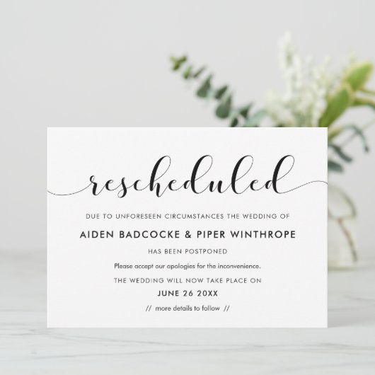 Update bruiloft datum chic kaart (Staand voorkant)