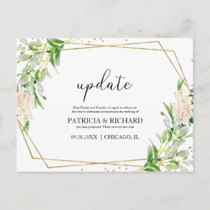 Update Elegant Greenery Wedding Nieuwe datum Briefkaart