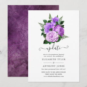 Update over Paarse en groene Floral Wedding Kaart