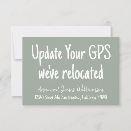 Update uw GPS Details toevoegen We hebben verhuisd Aankondiging (Voorkant)