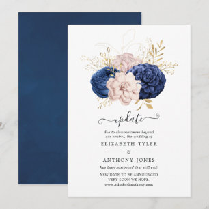 Update voor Blush Pink, Navy Blue en Gold Wedding Kaart