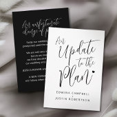 Update voor plannen zwarte witte bruiloft geannule informatiekaartje
