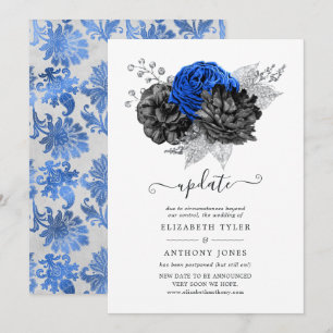 Update voor Royal Blue, Black en Silver Floral Wed Kaart