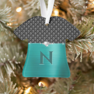 Upholstérie et monogramme turquoise Faux Metal Gl