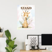 Uplifting Giraffe nursery wall poster Stand tall (Bureau à domicile)
