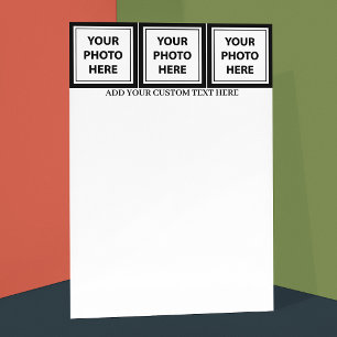 Upload 3 foto's en voeg tekst toe – Afbeelding aan Briefpapier