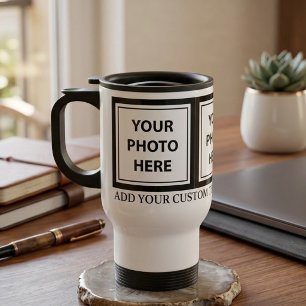 Upload 3 foto's & voeg tekst toe – Pas afbeelding Reisbeker