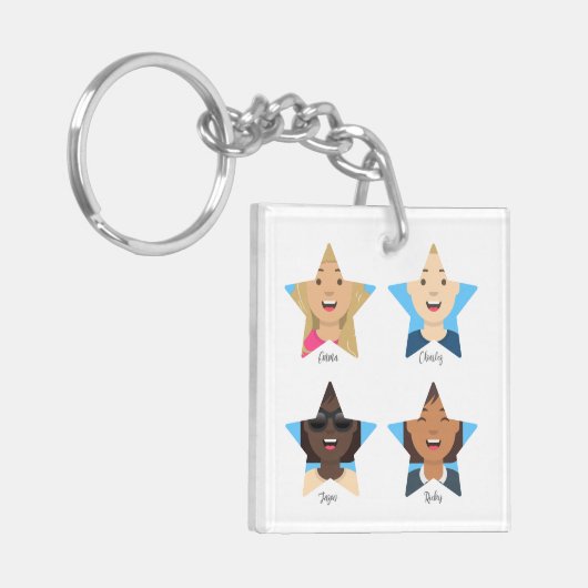 Upload 4 Afbeeldingen van je Superstar-vrienden Sleutelhanger (Voorkant Links)