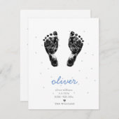 Upload Aangepaste Baby voetafdruk Blue Boy Geboort Aankondiging (Voorkant / Achterkant)