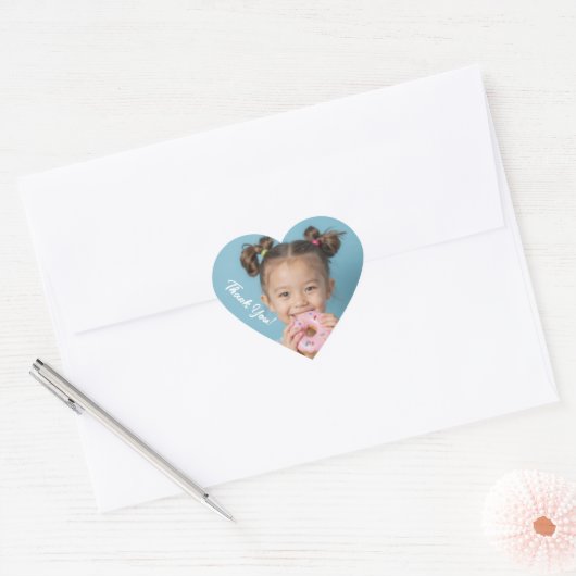 Upload aangepaste foto Kinder Dank u Modern Heart Hart Sticker (Envelop)