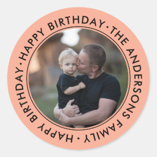 upload afbeelding Aangepaste foto Gelukkige verjaa Ronde Sticker