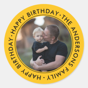 upload afbeelding Aangepaste foto Gelukkige verjaa Ronde Sticker