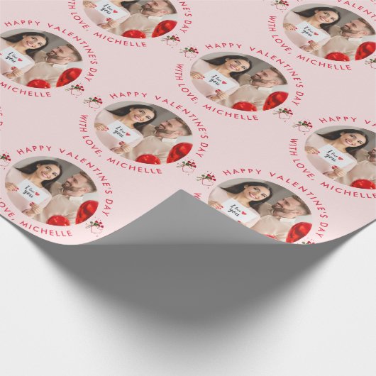 upload afbeelding Custom Photo Happy Valentine's D Cadeaupapier (Hoek)