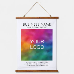 Upload Bedrijf Logo Voeg tekst Sjabloon toe Hangend Wandkleed
