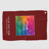 Upload Bedrijf Logo Voeg tekst toe Donkerrood Golfhanddoek (Horizontaal)