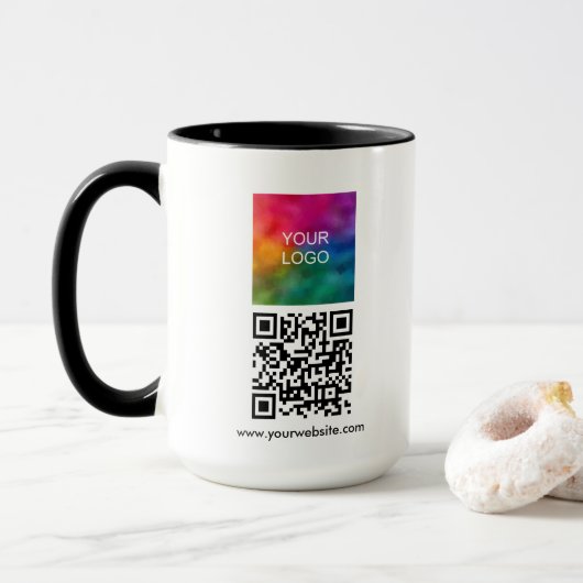 Upload Bedrijfslogo Aangepaste QR-codecombinatie Mok (Met donut)