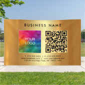 Upload Business Logo Custom QR Code Gold Outdoor Spandoek (Buitenkant)