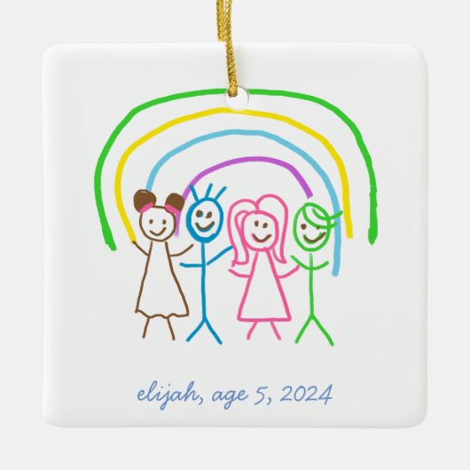 Upload Childs Drawing Draai Kinder kunstwerk naar Keramisch Ornament (Voorkant)