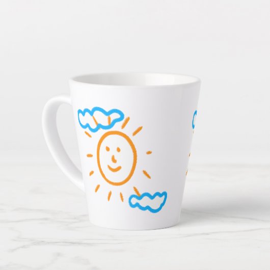 Upload Childs Drawing Draai Kinder kunstwerk naar Latte Mok (Linkerhoek)