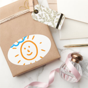 Upload Childs Drawing Draai Kinder kunstwerk naar Ovale Sticker