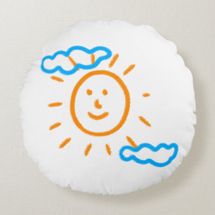 Upload Childs Drawing Draai Kinder kunstwerk naar Rond Kussen