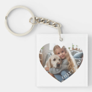 Upload Custom Heart Foto Naam toevoegen Familie Ke Sleutelhanger