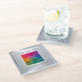 Upload de eigen Logo van het Bedrijf hier Silver K Glazen Onderzetter (Schuin)