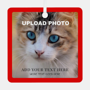 Upload Dog Pet Photo Dubbelzijdig Design Square Metalen Ornament