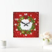 Upload een Foto Creëer uw eigen Aangepaste Kerstmi Vierkante Klok (Huis)