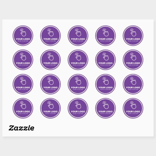 Upload eenvoudig uw Logo Custom Low Minimums Paars Ronde Sticker (Vel)