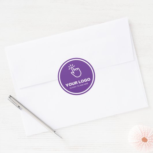 Upload eenvoudig uw Logo Custom Low Minimums Paars Ronde Sticker (Envelop)