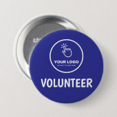 Upload eenvoudig uw Logo Custom Volunteer Blue Ronde Button 7,6 Cm (Voorkant /achterkant)