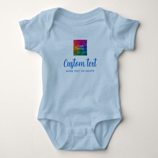 Upload Image Your Custom Text One-Pieces Blue Romper (Voorkant)