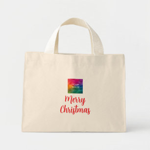 Upload je eigen foto of Logo Vrolijk Kerstfeest Mini Tote Bag